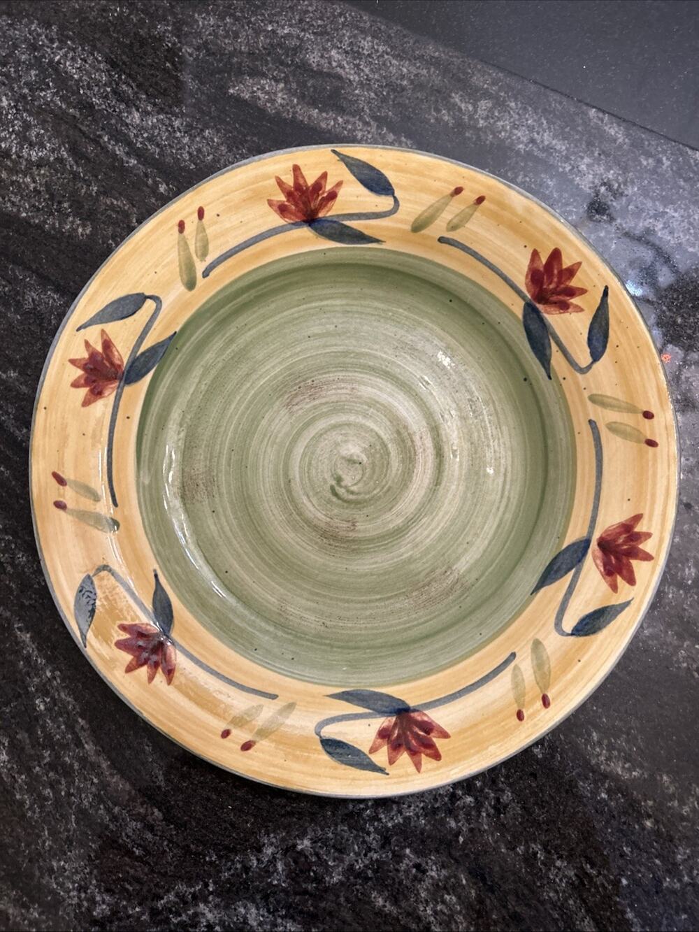 Pier 1 Elizabeth Stoneware Dinner Plate Handpainted Dishwasher Safe 11.5"